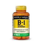 Mason Natural Vitamin B1 (Thiamin) 250 mg, 100 Tablets