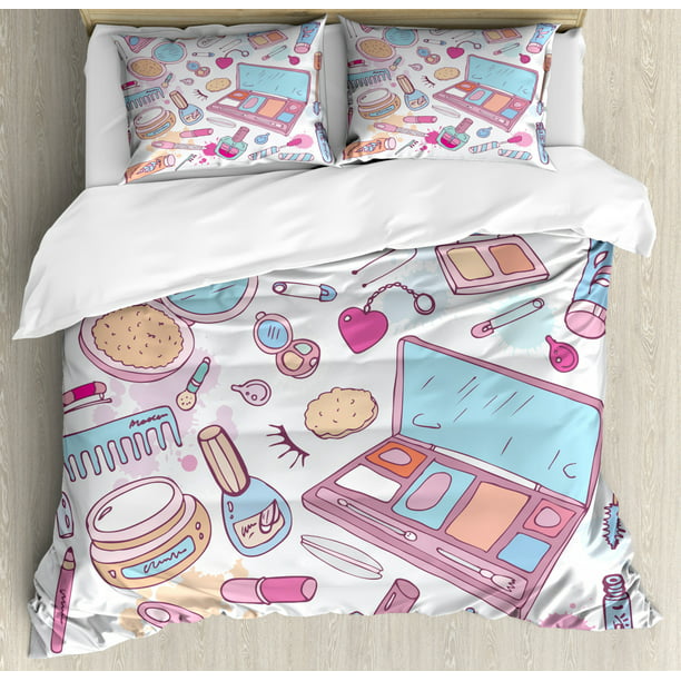 Girls Queen Size Duvet Cover Set Multiple Womens Makeup Products
