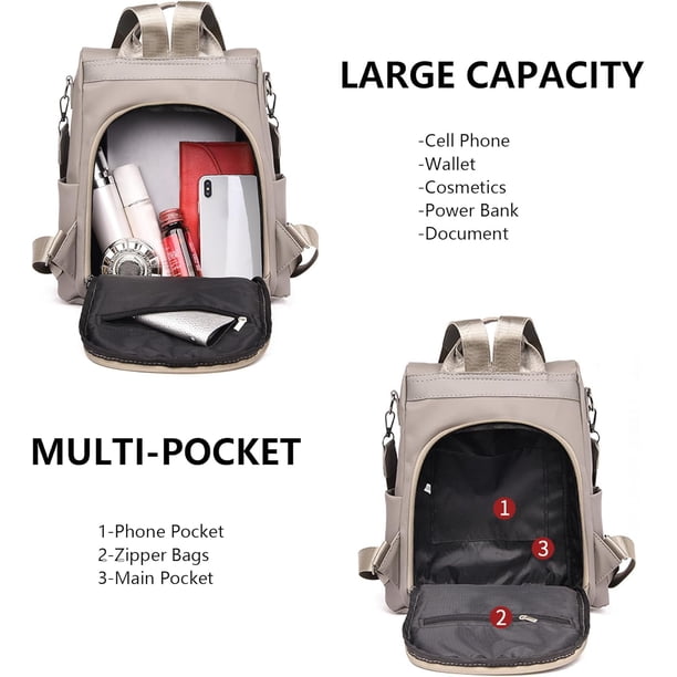 Womens Backpack Purse Waterproof Nylon Anti-theft Rucksack  display picture 1