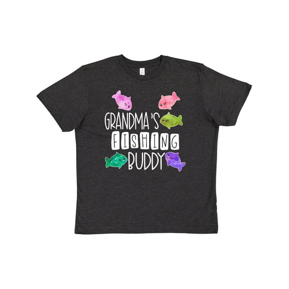 Inktastic Grandma's Fishing Buddy with Colorful Fish Youth T-Shirt