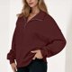 thumbnail image 5 of HongQid Women's Half Zip Sweatshirts Fleece Stand Collar Long Sleeve Oversized Pullovers with Pockets, 5 of 5