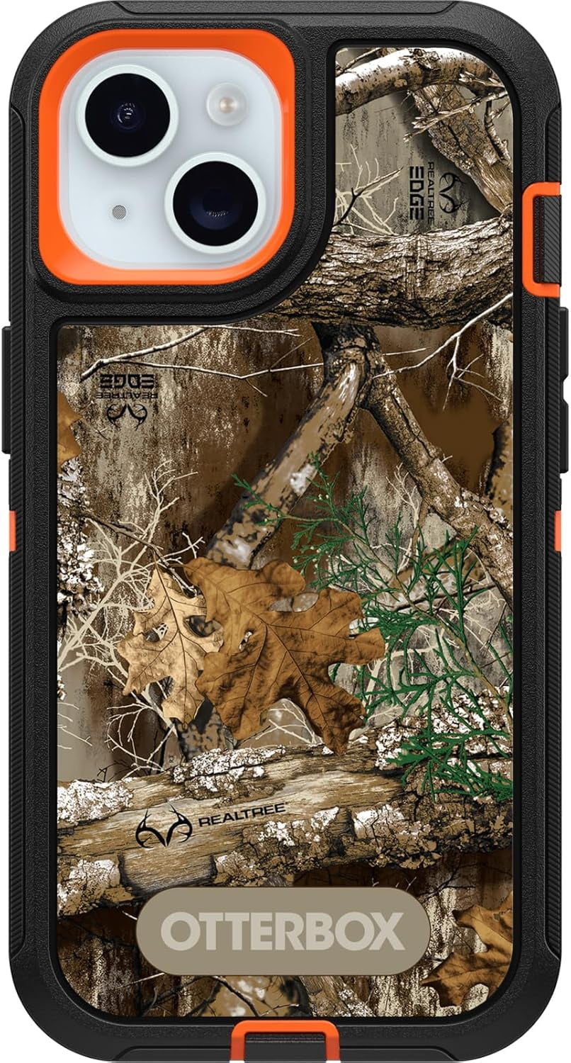 OtterBox iPhone 15, iPhone 14, & iPhone 13 (Only) - Defender Series Case - Realtree Blaze Edge (Camo) - Screenless - Rugged & Durable - with Port Protection - Holster Clip Includes