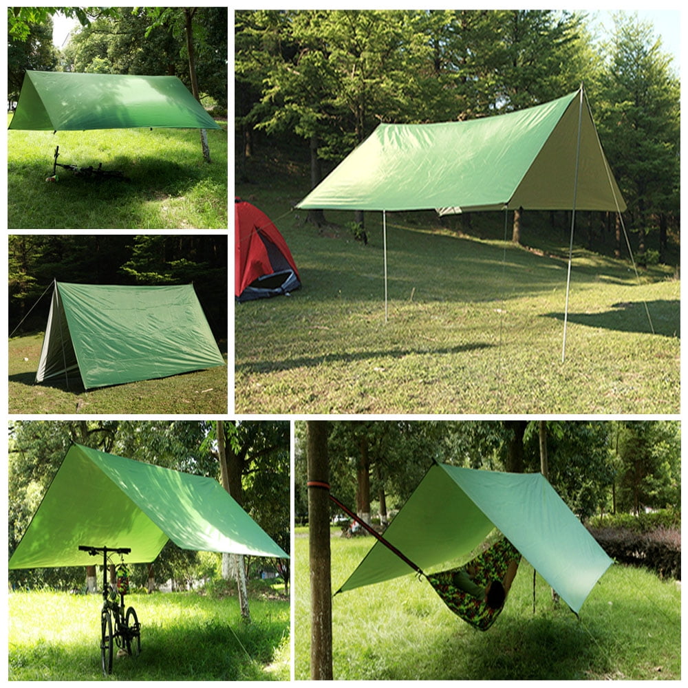 CHOIMOKU Tent Tarp Camping 10x10ft Fly Tarp UV Protection Tarp Camping Rain Fly Waterproof Lightweight Sunshade Shelter Canopy Multifunctional Hiking Survival Tent Rainfly Hammock Gear ArmyGreen