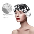 thumbnail image 2 of Kdxio Tiger Butterfly Floral Art Print Shower Cap for Women,Elastic and Reusable,Double Waterproof Layers Bathing Hat, 2 of 6