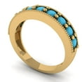 thumbnail image 2 of 0.81 ctw Wedding Band for Women - 14K Yellow Gold Simulated Turquoise Stackable Eternity Ring, 2 of 6