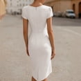 thumbnail image 4 of NTACZA Elegant Dresses for Women Bodycon Wedding Guest Dresses Formal Cowl Neck Midi Ruched Waist White XL, 4 of 5