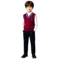 thumbnail image 3 of KAUOD School Uniform Sweaters for Boy Girl Striped V Neck Sweater Vest Y2K Sleeveless Cute Knitted Top Back to School Pullover, 3 of 6
