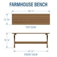 thumbnail image 3 of Backyard Discovery 46" Meranti Wood Farmhouse Bench for Entryway, Garden, Patio, 3 of 4