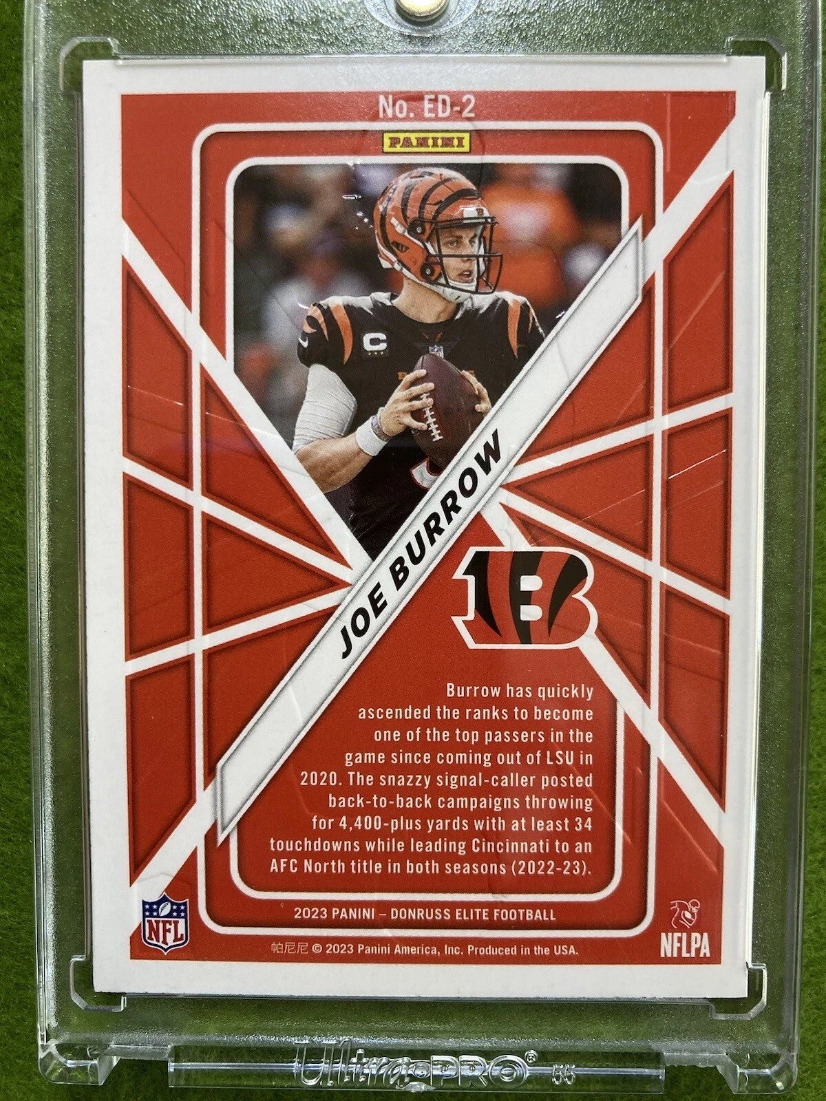 Joe Burrow ELITE DECK CARD Jersey #9 BENGALS 2023 Panini Donruss Elite FOOTBALL