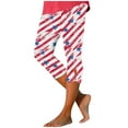 thumbnail image 3 of QATAINLAV Ladies 4th of July Capri Leggings, American Flag Patriotic Cropped Pants Summer Plus Size High Waisted Workout Yoga Legging Capris Red M, 3 of 6
