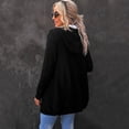 thumbnail image 3 of Suéter de punto tipo cárdigan de invierno para mujer, estilo europeo y americano, con forro polar y capucha interior cálida para mujer, 3 of 6