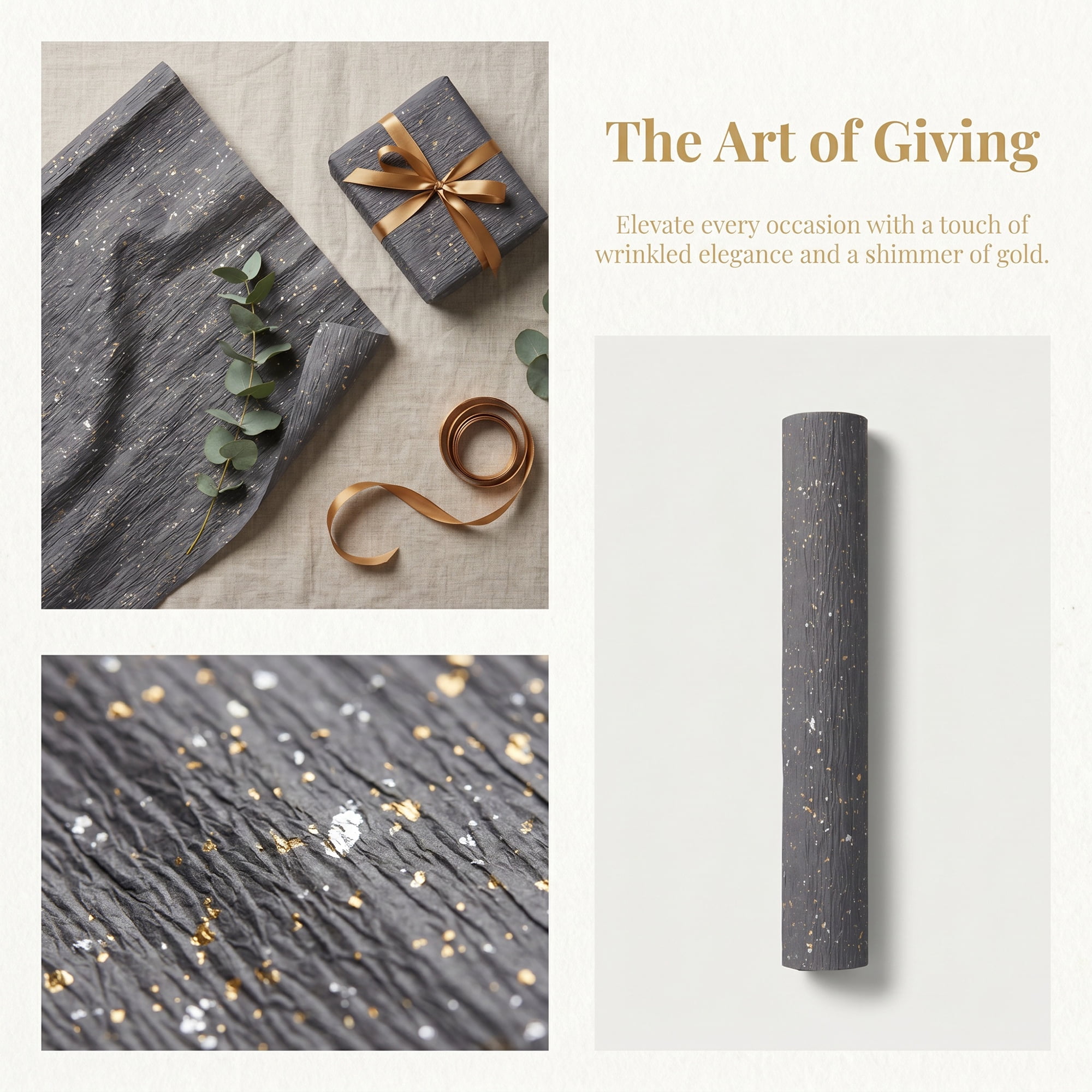 Unique Bargains Accordion Pleated Premium Wrapping Paper for Floral Gray 23.6"x 22.8"