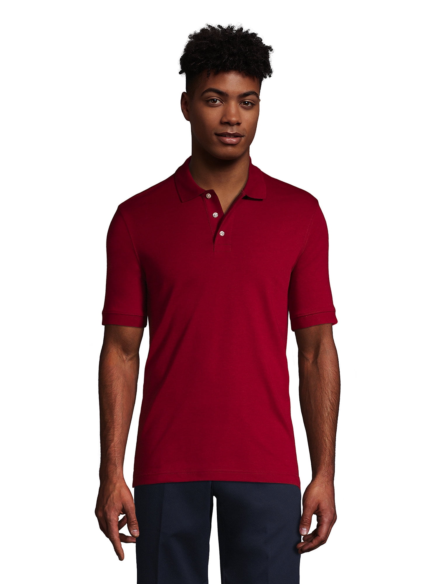 Lands' End School Uniform Men's Short Sleeve Interlock Polo Shirt