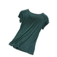 thumbnail image 2 of Women's Short Sleeve V-Neck Sleep Tee Pajama Top Home Wear Casual Sleepwear Tops Green L, 2 of 4