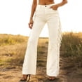 thumbnail image 2 of Gbsyewxs Pants For Women Solid Color High Waist Wide Leg Tassel Flared Casual Women'S Pants White, 2 of 8