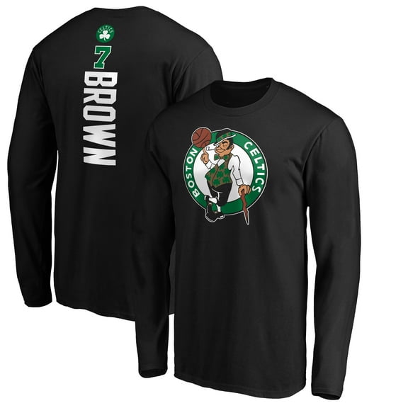 Men's Jaylen Brown Black Boston Celtics Playmaker Name & Number Long Sleeve T-Shirt