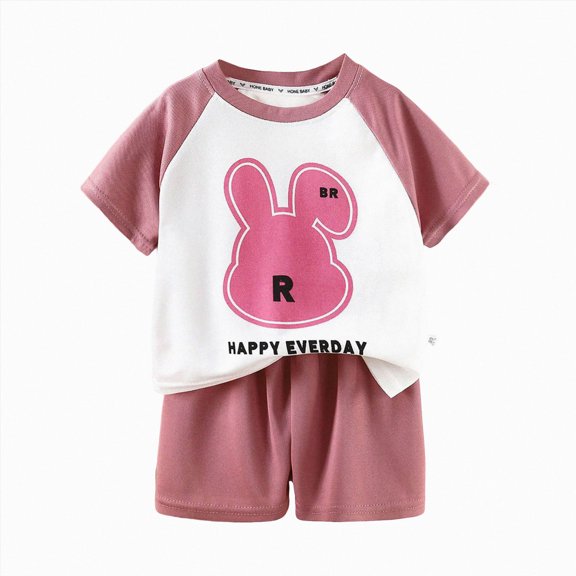 Xudanell Baby Toddler Pajamas Girl Boy Sleepwear Summer Pja Homewear Short Sets Size 4-5 Years