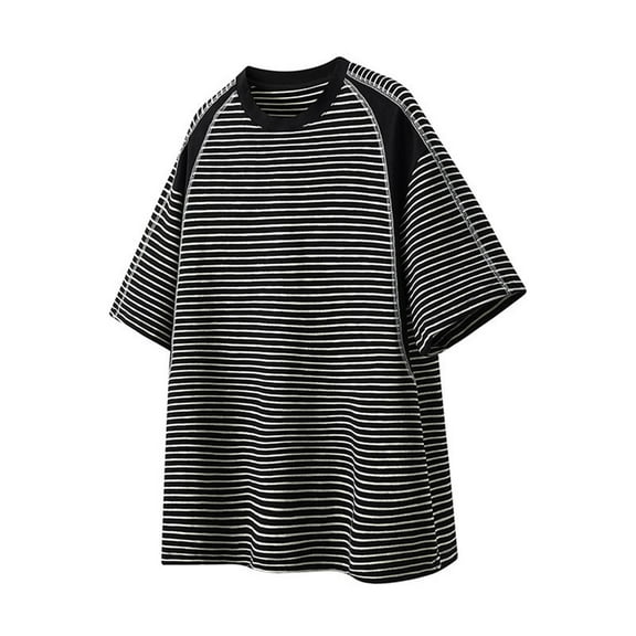 Men's Cotton Short Sleeve T-Shirts Plain Crew Neck Tee Lightweight Basic Layer Shirts Tops Slim Fit Black XL