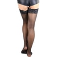 thumbnail image 2 of ToBeInStyle Women's Sheer Nylon Thigh High With Seamless Lace Top, 2 of 4