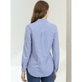 thumbnail image 5 of DARING DIVA Women's Button Down Long Sleeve Vertical Stripes Shirt M Blue, 5 of 6