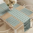 thumbnail image 2 of Ambesonne Abstract Table Runner & Placemats, Zigzags Geometrical, Placemat 4 pcs + Runner 14"x90", Sage Green Cadet Blue, 2 of 2