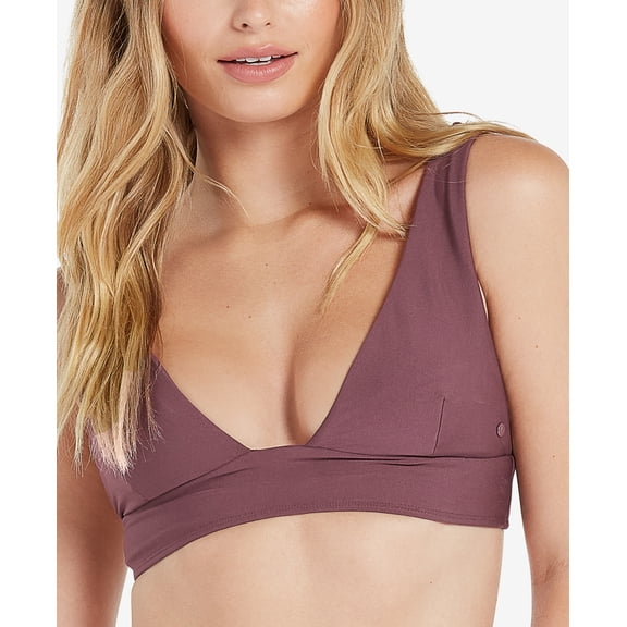 Volcom Junior's Simply Seamless Bralette Bikini Top Swimsuit Purple Size Large