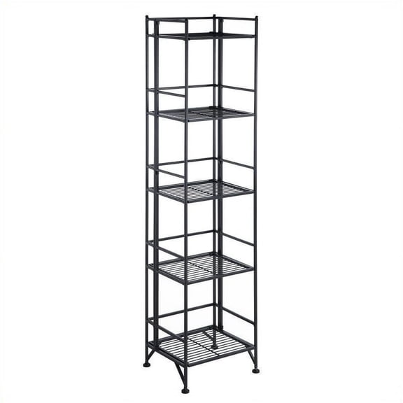 Pemberly Row 5 Tier Folding Metal Shelf - Black