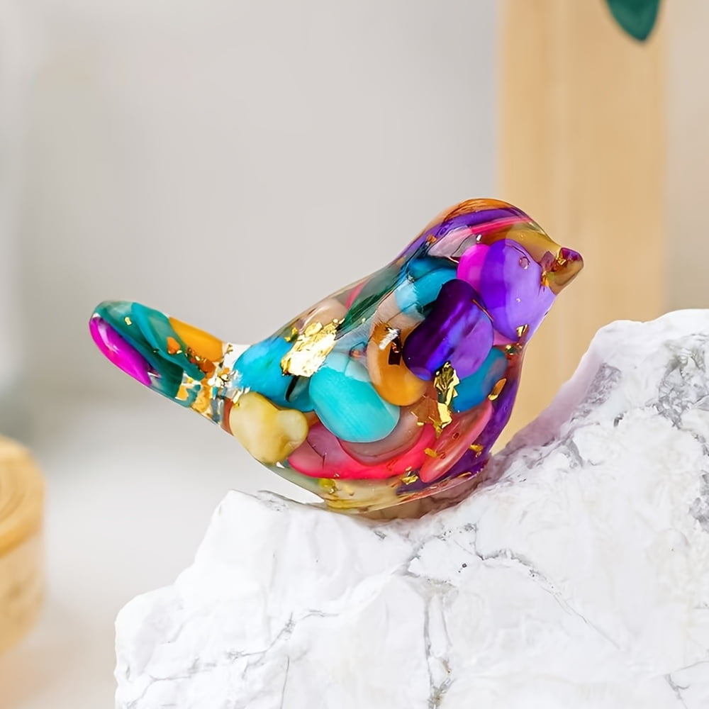 1/3/5/8pcs Random Color Resin Crystal Crushed Stone Bird Decoration, Home Office Garden Desktop Decoration, Ideal Holiday Gift, Indoor Decorative Stone