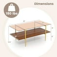 thumbnail image 3 of Gymax 2-Tier Glass Coffee Table w/ Tampered Glass Tabletop & Open Storage Shelf, 3 of 10