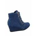 thumbnail image 2 of Peggy-56 Women's High Top Fashion Round Toe Lace Up Wedge Sneaker Shoes ( Denim Blue, 7.5 ), 2 of 3