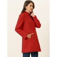 thumbnail image 3 of Unique Bargains Women's Winter Overcoat Stand Collar Single Breasted Long Coat S Bright Red, 3 of 6