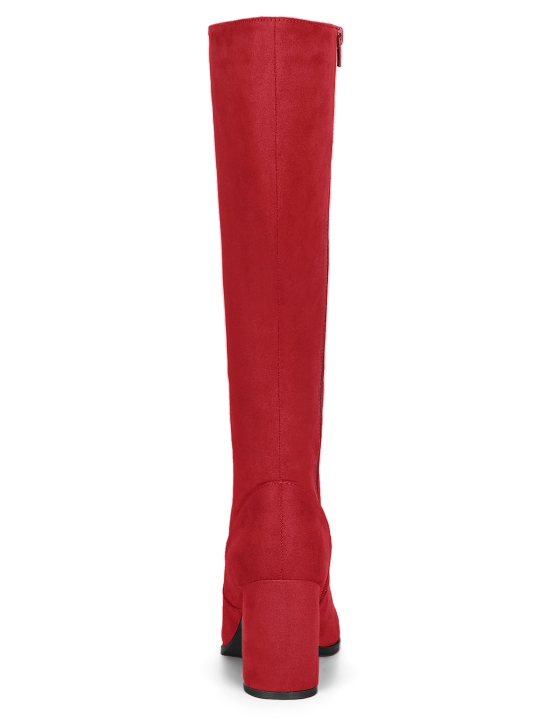 DARING DIVA Women's Stylish Side Zipper Chunky Heel Knee High Boots Red 10