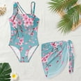 thumbnail image 4 of Xixirimido Plum Blossom Blue Print Girls One Piece Swimsuits Cutout Bathing Suit with Cover Up Skirt Quick Dry Beach Swimwear with Adjustable Strap, Size 9-10 Years, 4 of 7