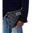 thumbnail image 4 of New Gucci Jumbo GG Ripstop Canvas Large Clutch Wristlet Zip Pouch Wallet Gray Black Monogram Designer Luxury Bag Made in Italy, 4 of 6