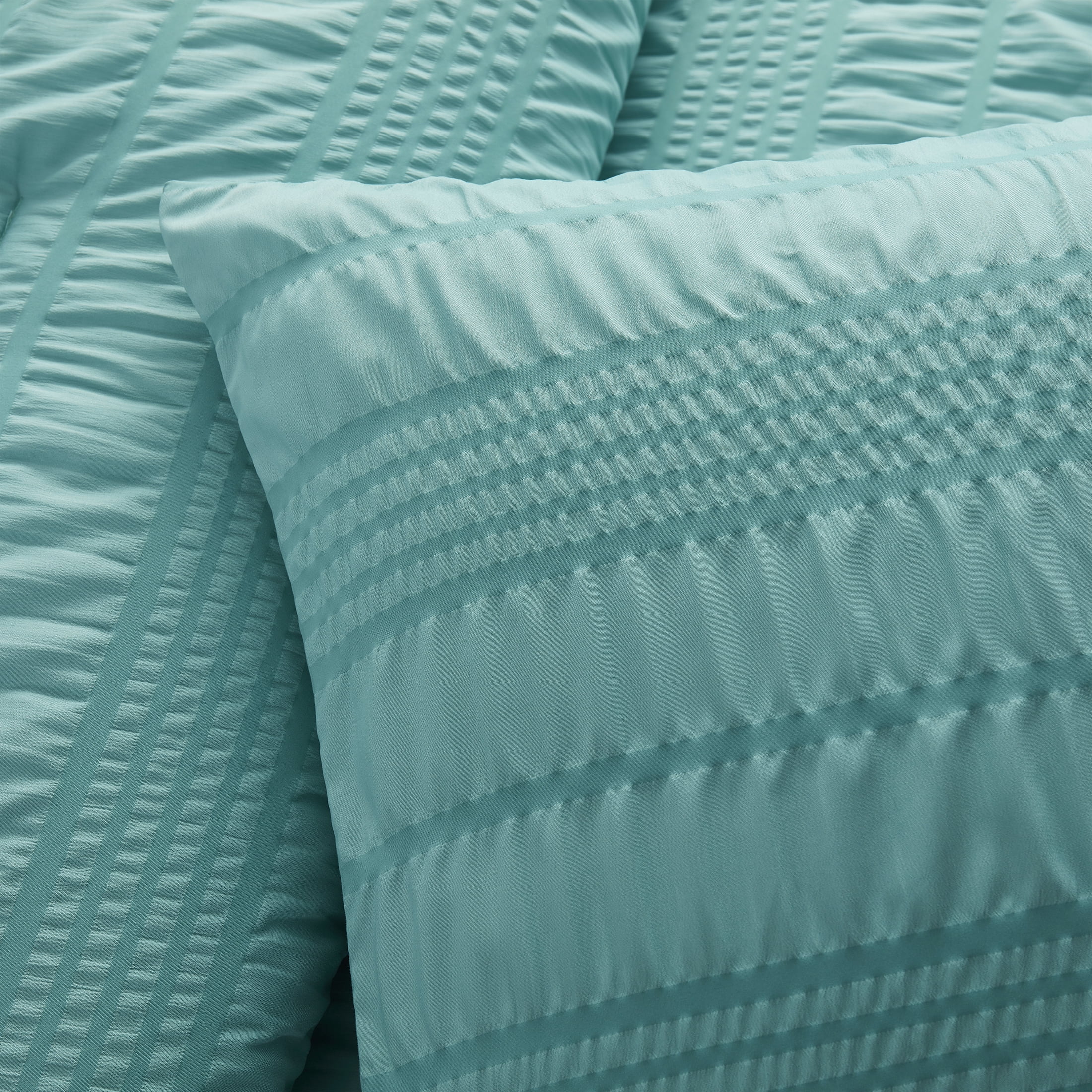 VCNY Home Ultimate Bedding Bundle 10-Piece Teal Seersucker Textured Bed in a Bag, Twin/Twin XL