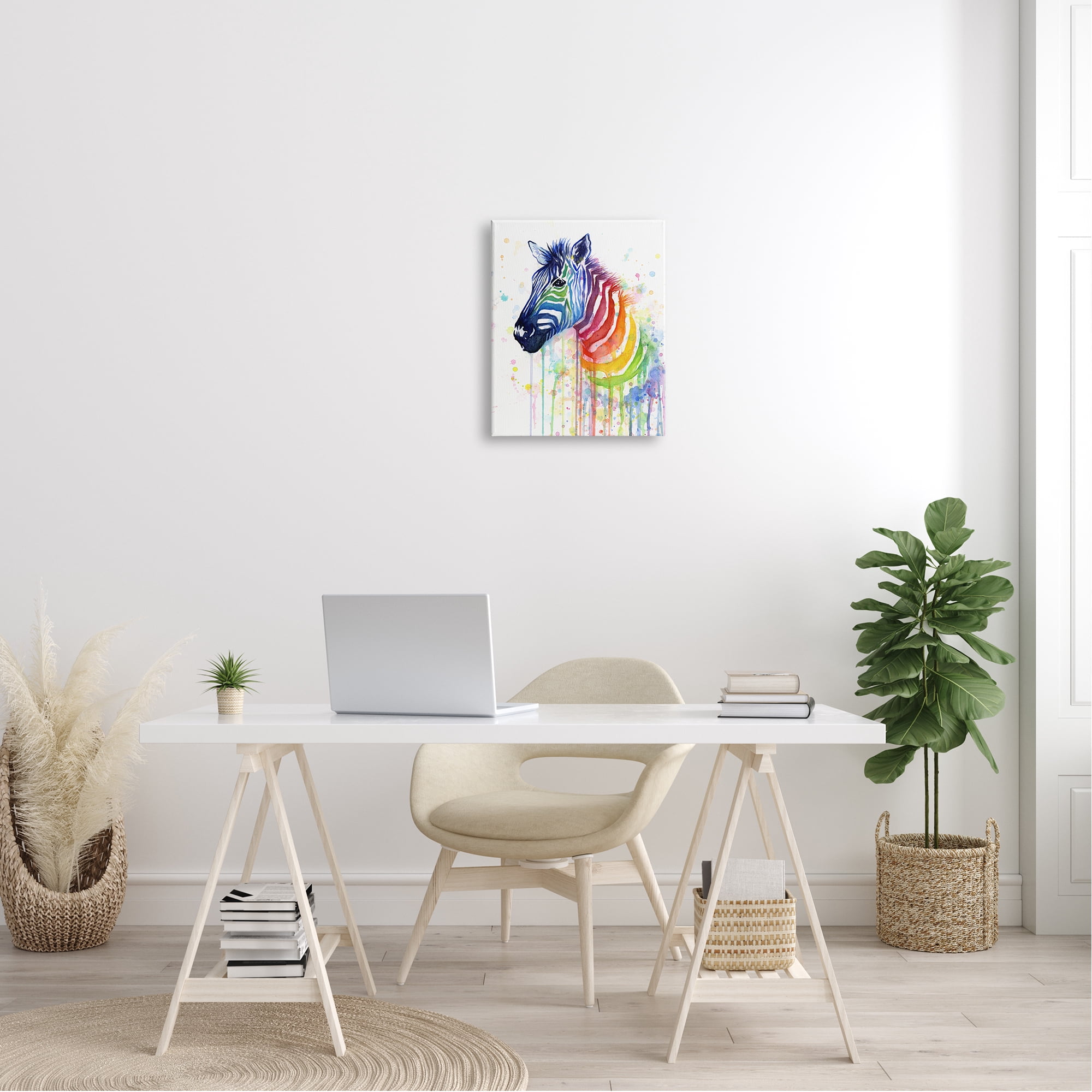 Stupell Industries Speckled Paint Drip Rainbow Zebra Striped Pattern Canvas Wall Art, 16 x 20, Design by Olga Shvartsur