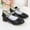 Black, variant on FSYBOA Girls Dress Shoes Size 3(Big Kids), Fashion Closed Toe Hook and Loop Strap Low Heel Kids Flat Shoes White