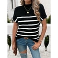 thumbnail image 6 of XCHQRTI Striped Knit Shirts Women Batwing Short Sleeve Sweaters Casual Loose Top, 6 of 10