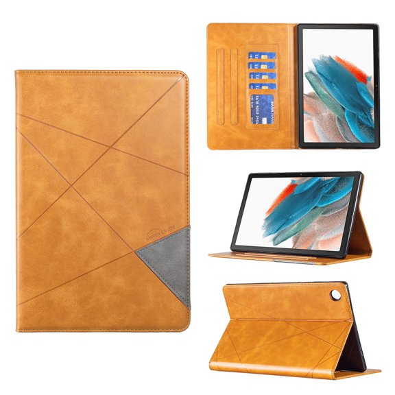 SaniMore Wallet Case for Samsung Galaxy Tab A8 10.5" 2022 SM-X200/X205, PU Leather Anti-scratch C Anti-slip Strips Flip Stand Full Body Protective Shockproof Busienss Design, Yellow