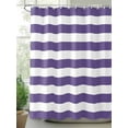thumbnail image 2 of Purple and Shower Curtain, White Stripes Waterproof Shower Curtain Set with 12 Hooks Lightweight Washable Fabric Shower Curtains for Bathroom 72x78 Inches, 2 of 6