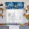 thumbnail image 2 of 2 Pack Marble Abstract Valance for Window Cracks Texture Modern Art Dark Blue Golden Kitchen Valance Rod Pocket Short Curtain Topper Decorative Window Treatment for Living Room Bedroom 54"x18", 2 of 8