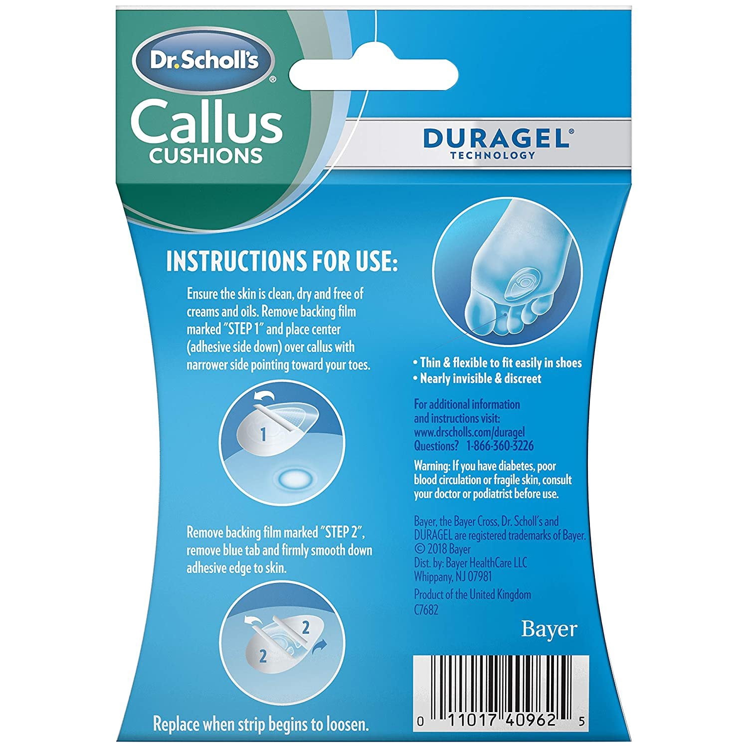 Dr Scholl's Duragel Callus Cushions Thin and Flexible All Day Cushioning Pain Relief 5 ct