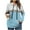 Light Blue, variant on Hoodies for Women Long Sleeve Drawstring Hooded Workout Running Tops Fashion Color Block Thermal Gym Knit Sweaters