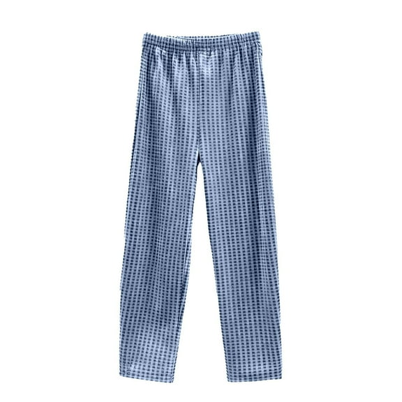 Mens Plaid Pants, Pajama Bottoms for Men Flannel Elastic Waist Straight Leg Pocket Casual Long Pants Loungewear