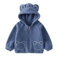 thumbnail image 3 of AINIYS Toddler Fall Winter Coat Fleece Zip up Hooded Cute Bear Ears Hoodie Warm Fuzzy Baby Kids Jacket Outerwear with Pockets Blue 3-4Years, 3 of 5