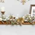 thumbnail image 4 of Northlight Glittered Poinsettia and Ornaments Artificial Christmas Garland - 6' x 7" - Unlit, 4 of 8