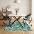 thumbnail image 3 of ODIKA 5'x7' Teal Sage Wood Grain Swirl Contemporary Washable Area Rug Flowing Fingerprint Concentric Circles Abstract Modern Graphic for Dining Room, Under Table, Home Office, Non-Slip Chair-Friendly, 3 of 7