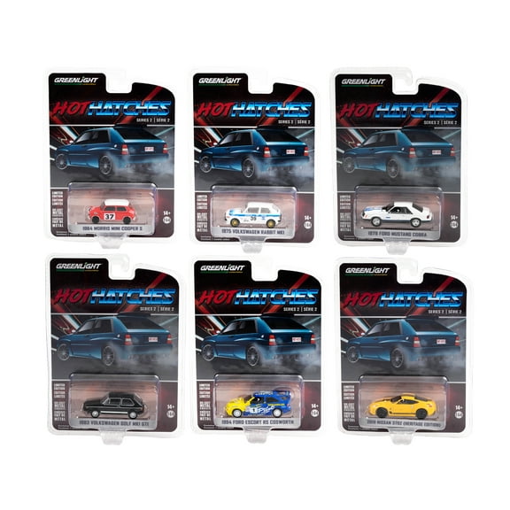 "Hot Hatches" Set of 6 pieces Series 2 1/64 Diecast Model Cars by Greenlight