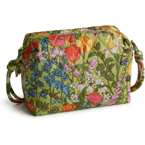 Vera Bradley Women's Premium Cotton Blake Crossbody Bag in Meadow Bouquet