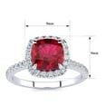 thumbnail image 4 of SuperJeweler 2 Carat Cushion Cut Created Ruby and Halo Diamond Ring In Sterling Silver For Women, 4 of 5